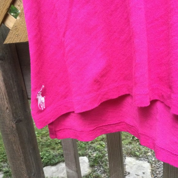 Polo Ralph Lauren Fuchsia Cotton V-neck T-shirt - Picture 2 of 5